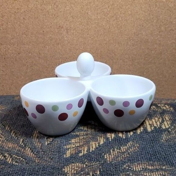Pampered Chef Simple Additions Dots Bowl Trio #2078 Three Part Candy Condiment - Picture 1 of 5